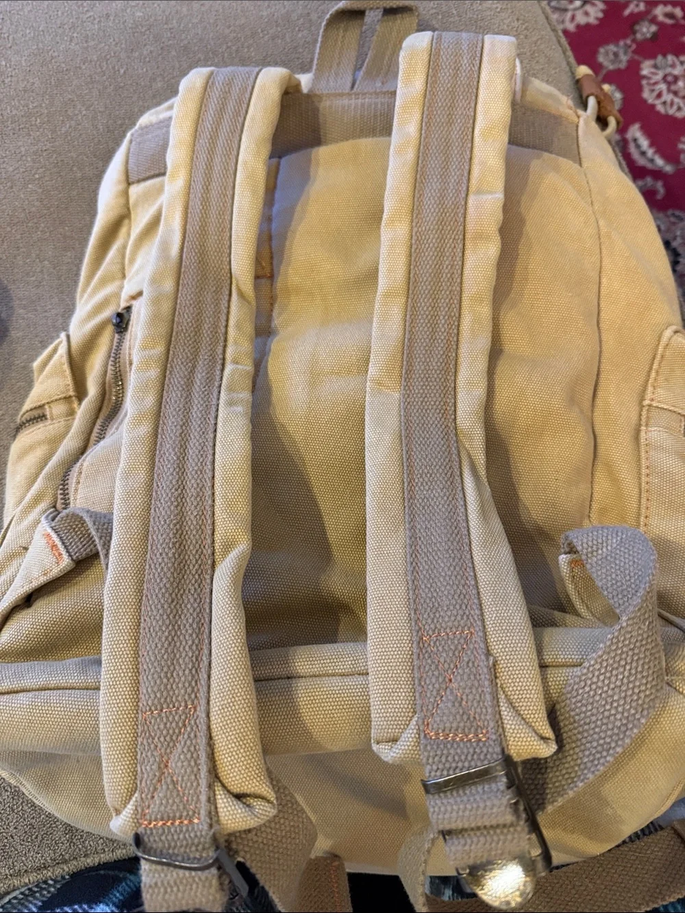 Gearonic tan brown Canvas Leather Backpack Bag  (TD)